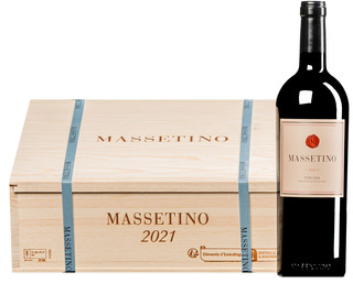 "Massetino" Toscana IGT 2021 <br>3 bouteilles en boîte originale en bois