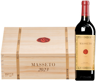 "Masseto" Toscana IGT 2023 <br>3 Flaschen in Original-Holzkiste