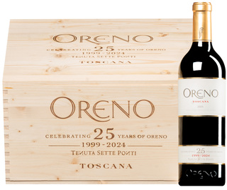 "Oreno 25 anni" Rosso Toscana IGT 2024 (BIO) <br>6 bouteilles en boîte originale en bois