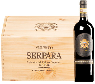 "Serpara" Aglianico del Vulture Superiore DOCG 2019 <br>6 Flaschen in Original-Holzkiste